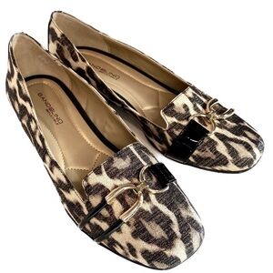 Bandolino Womens Boyloe Metallic Animal Print Dress Loafers Wedge Heel Size 8
